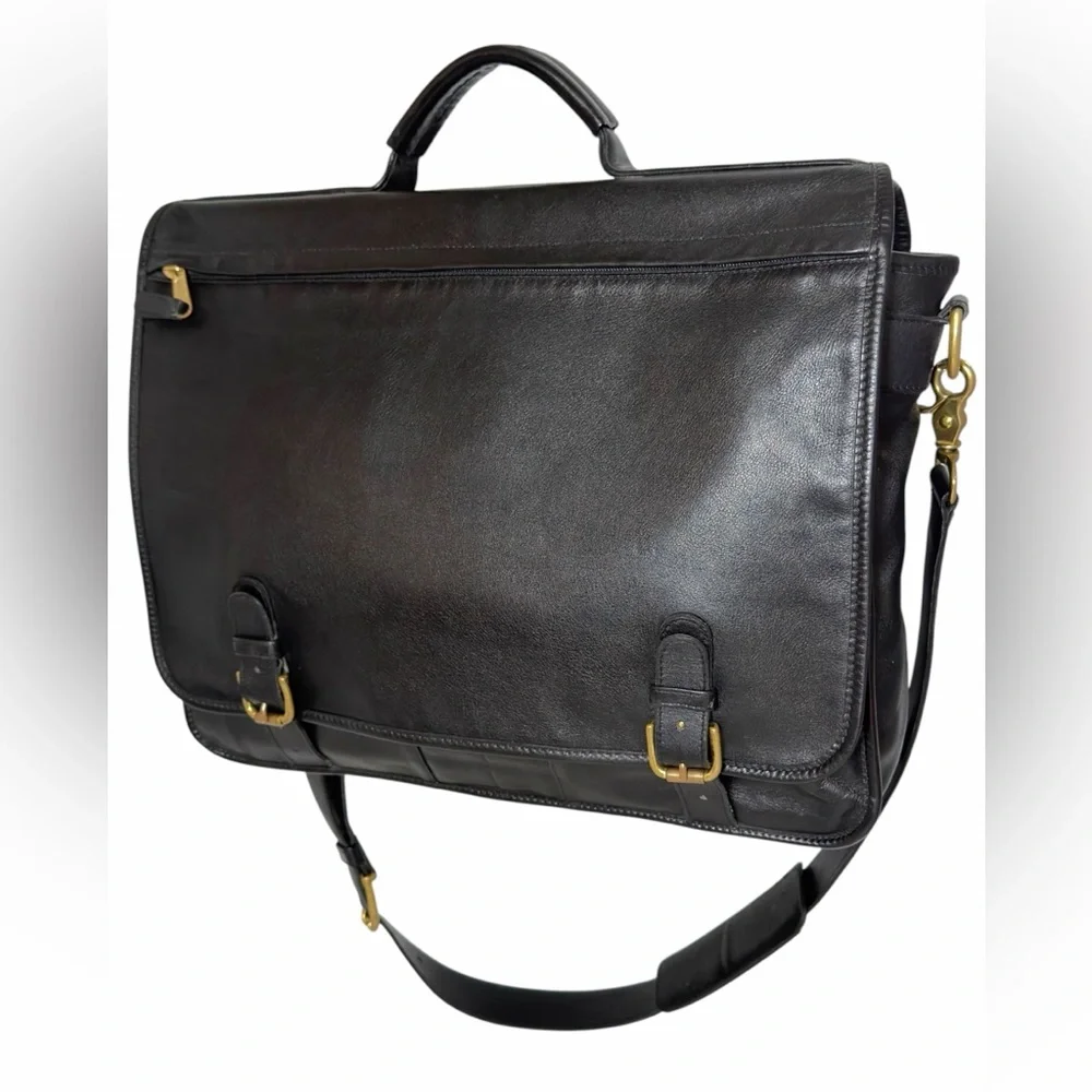 Coach Vintage Briefcase Bag 0514 Black Glove Tanned Leather Top Handle Crossbody